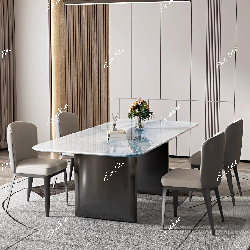Natural microcrystalline stone dining table household light luxury modern simplicity, Italian dining table