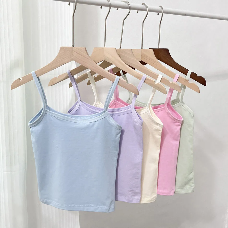 Girls Tank Tops Long Solid Cotton Children Developmental Stage Underwear Comfortable and Breathable Camisole Vest for Girls