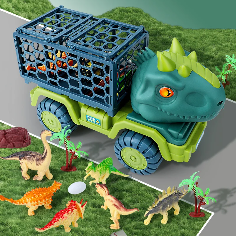 Children's Dinosaurs Car Excavator Engineering Vehicle Transport Trucks Model Jurassic Dinosaurs Educational Toy For Boy Gifts