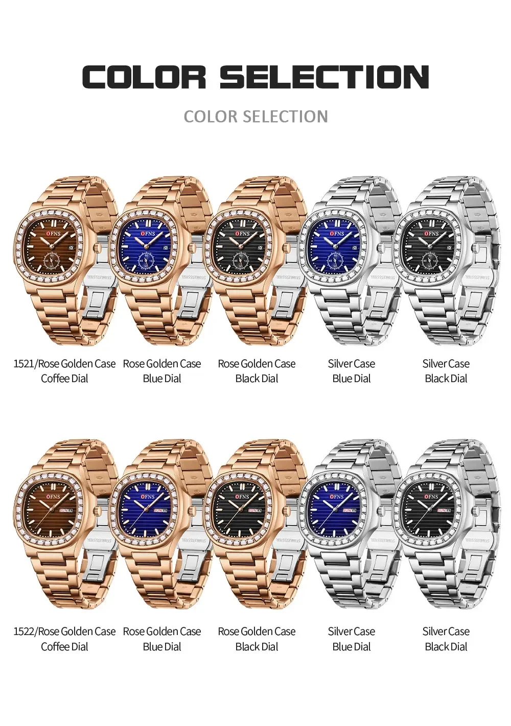 OFNS Top Brand 1522 New Casual Men's Quartz Watch Stone Night Light Calendar Waterproof Business Fashion Trend Men's Watches