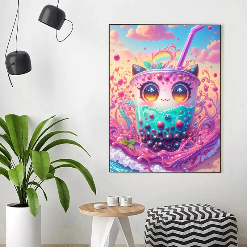 AB الجنية الغبار ألواح تلوين حرفية لامعة غرزة شرب كامل كريستال الماس التطريز الكرتون الآيس كريم كعكة ديكور المنزل فسيفساء الفن