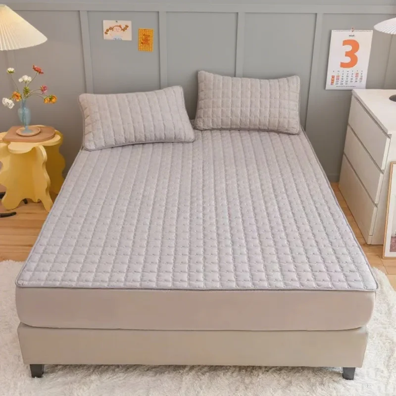 1pc Solid color thick bed cover quilted oversized double bed quilted soft bed cover cushion hot selling