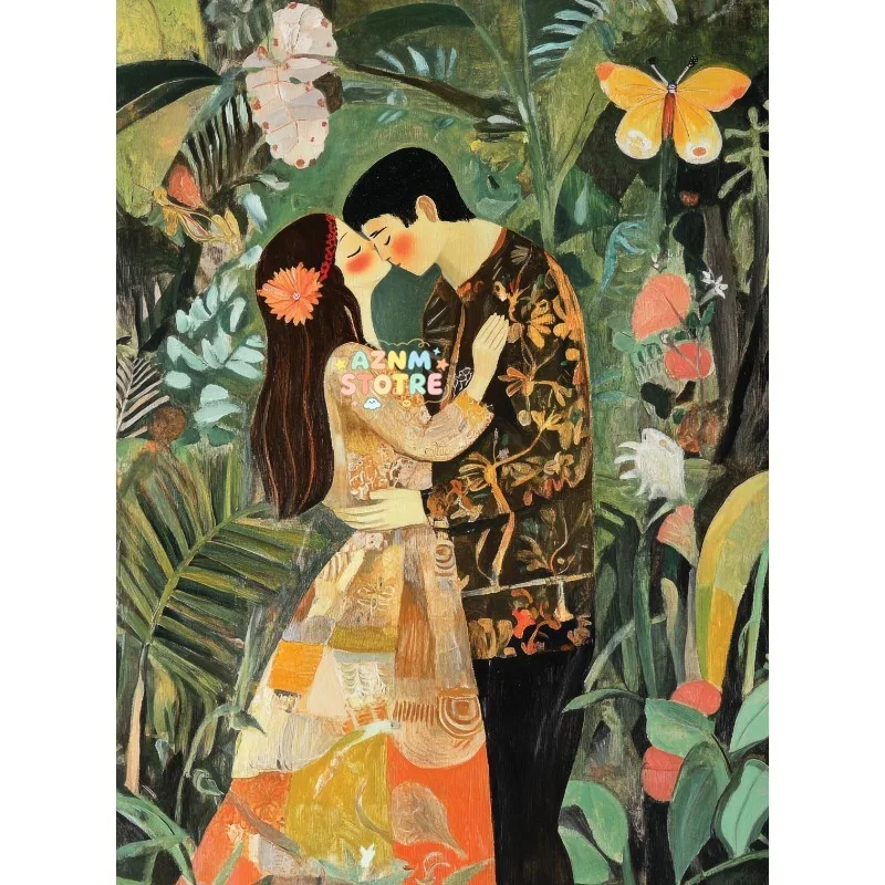 Vintage Botanical Jungle River Tropical Rainforest Exotic Nature Landscape Poster Canvas Painting Wall Art Pictures Home Deco