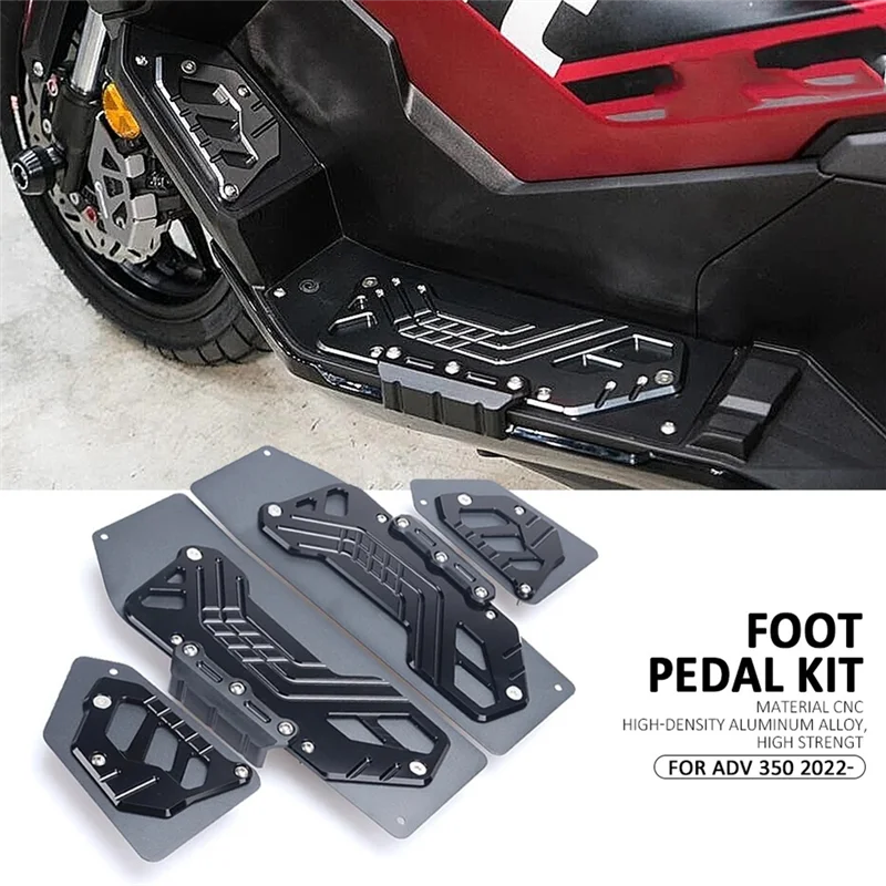 Motorcycle Footrest Footpads Foot Pegs Pedals Plate Pads for HONDA ADV350 ADV-350 ADV 350 2022 2023(Black)