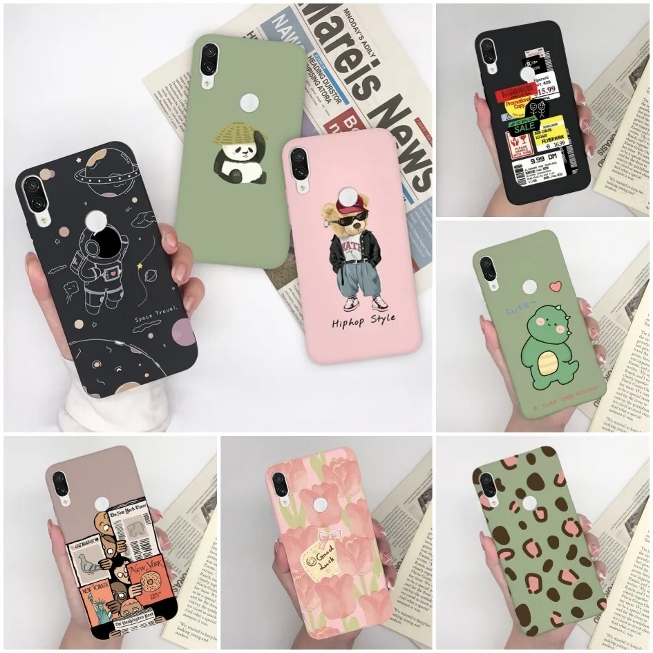 Phone Case For Xiaomi Redmi Note 7 7S Pro Fashion Shockproof Lovely Bear Astronaut Flower Soft Silicon For Redmi Note 7 Pro 7S