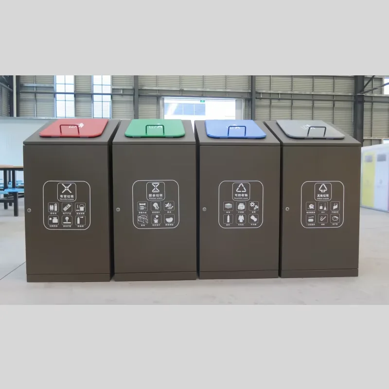 

Outdoor Metal Garbage Dumpster Steel Sorting Public Commercial 4-grid Trash Can