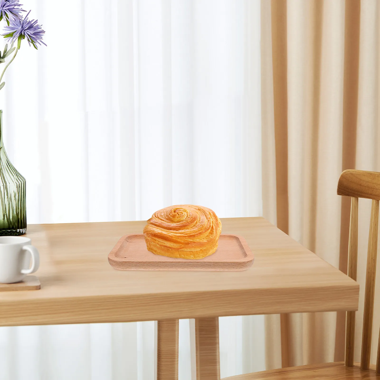 Beech Wood Sushi Serving Tray – Natural Wooden Snack & Breakfast Platter for Kitchen, Couch, or Drink Table