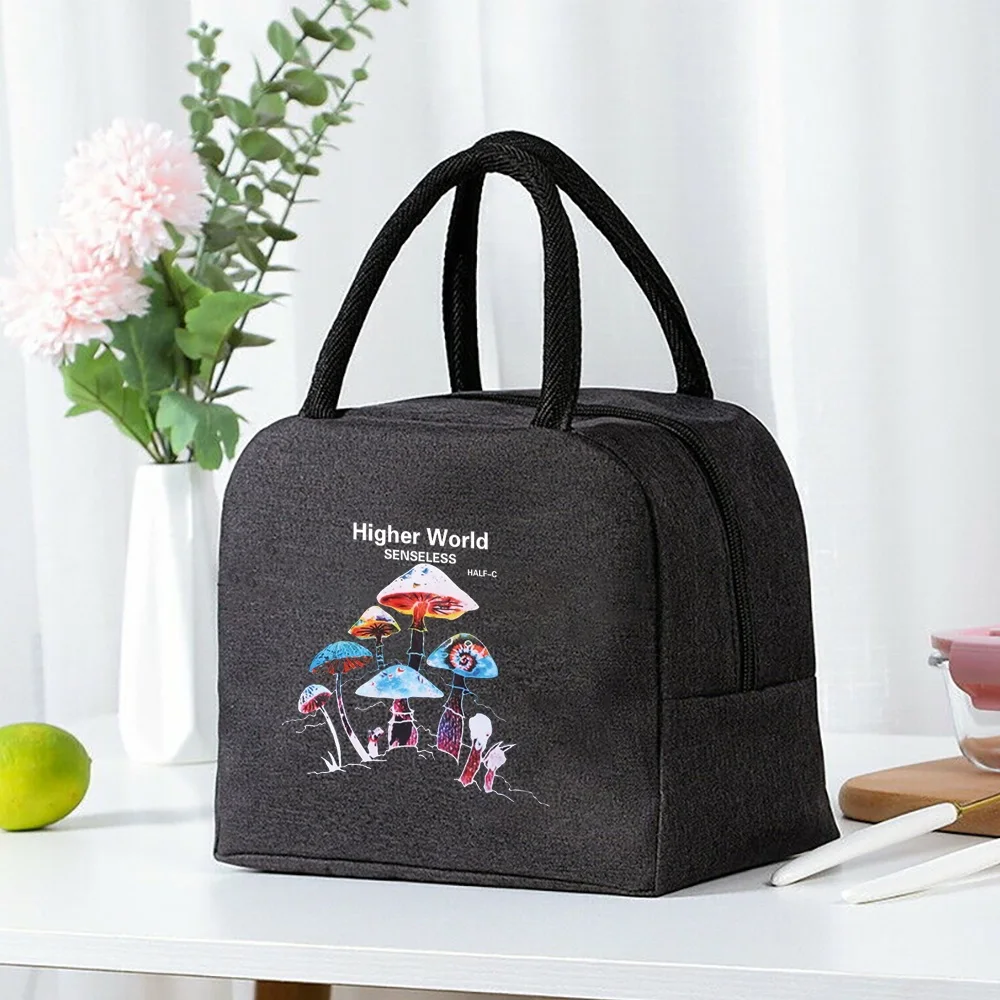 Portable Lunch Bag Unisex Thermal Insulated Kids Lunch Box Handbag  Food Picnic for Work Cooler Storage Bags  Mushroom Series