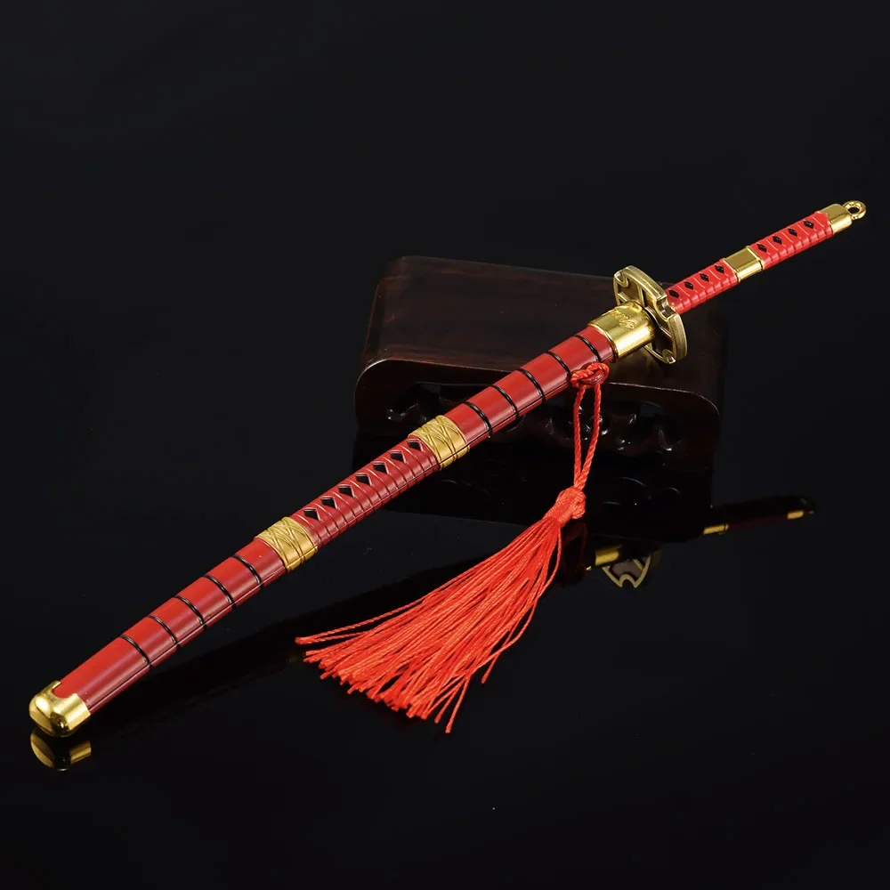22Cm Wapen Roronoa Zoro Sandai Kitetsu Anime Perifere Metalen Wapen Model Zwaard Katana Sleutelhanger Geschenken Speelgoed Voor Jongens collectie