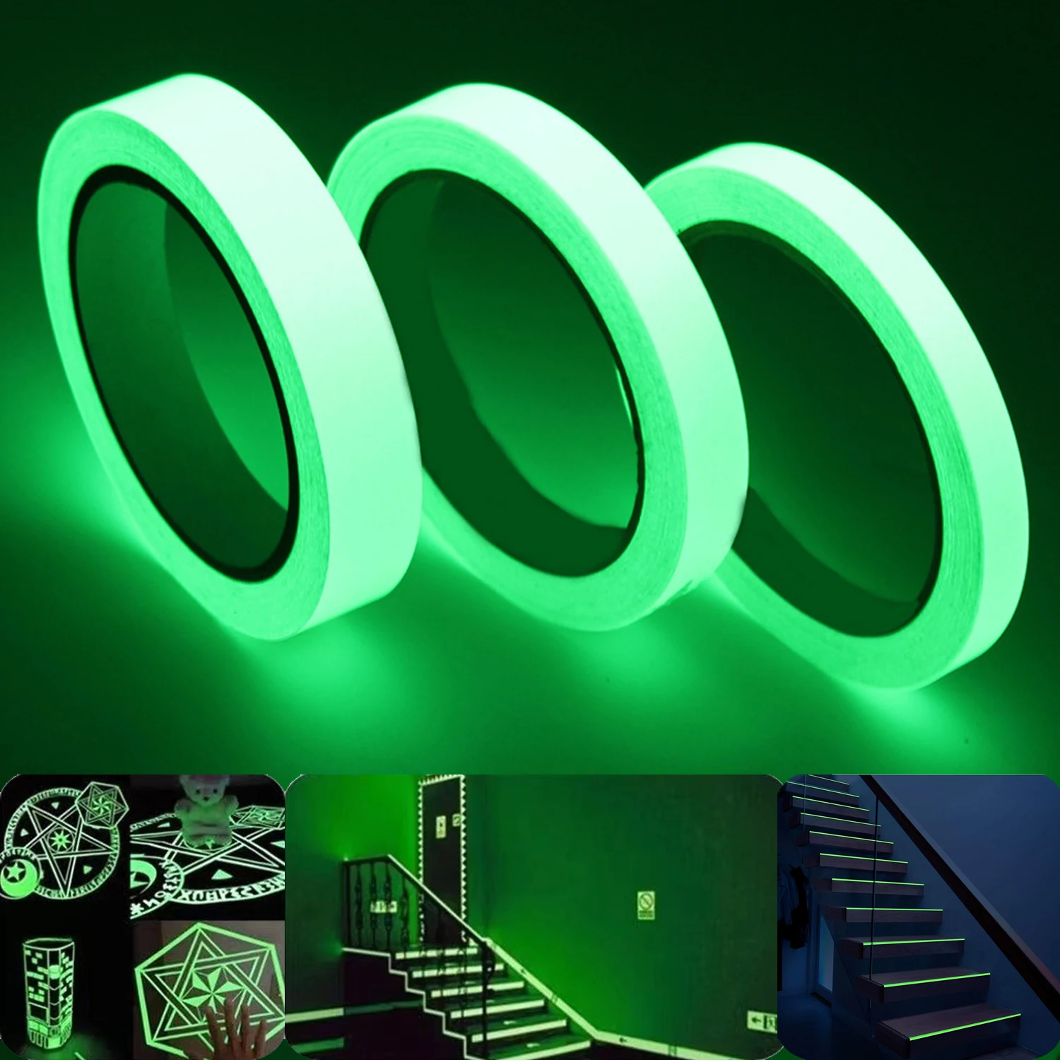1PCS 10FT grünes fluoreszierendes Klebeband Wand Halloween Dekor Aufkleber leuchtender Nachtkleber für Bühne Boden Treppe Sicherheit Ausgangsschild – Detail 8
