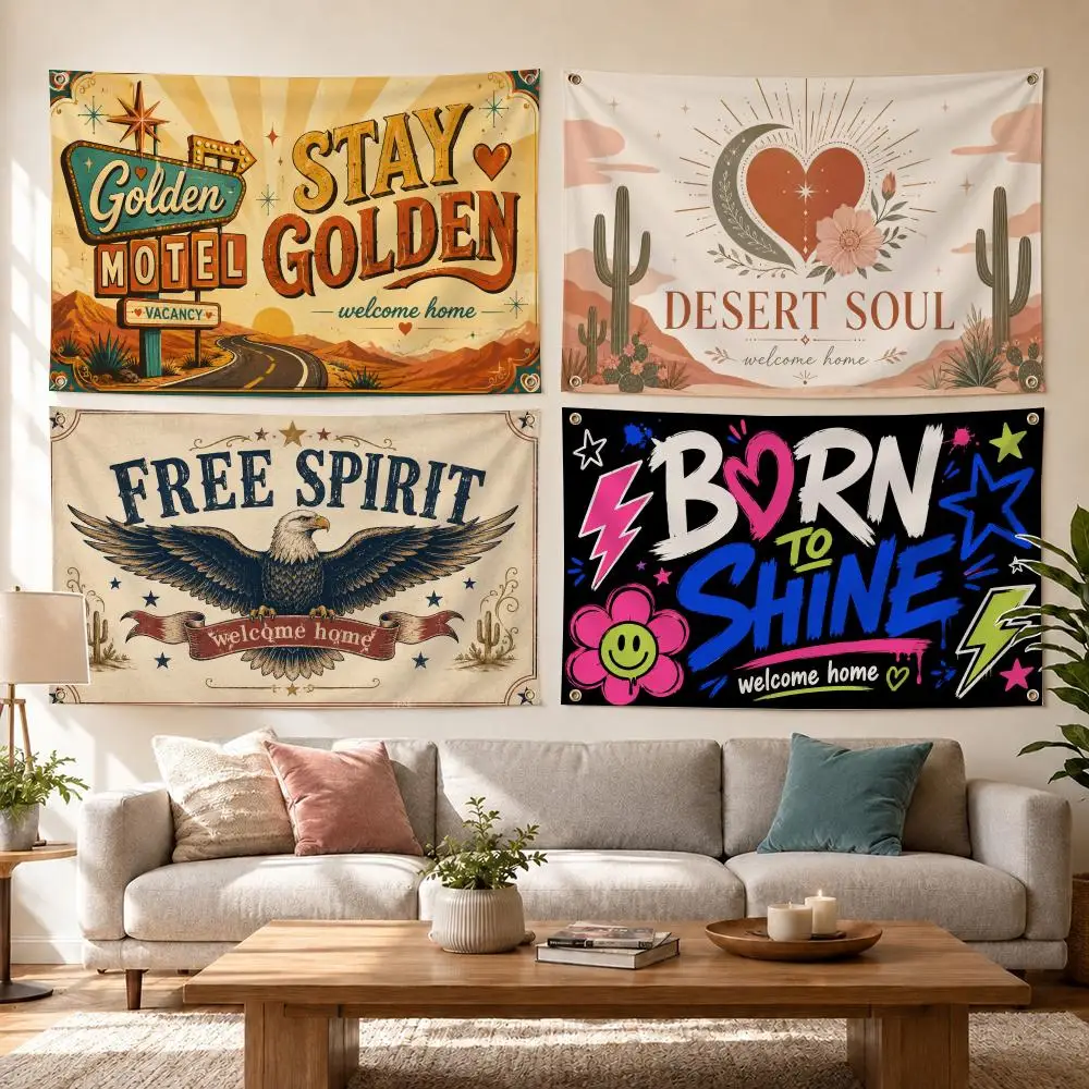 Welcome Home Good Vibes Flags Flags for Bedrooms Home Decor Items Outdoor Decors Garage Decoration Flaga