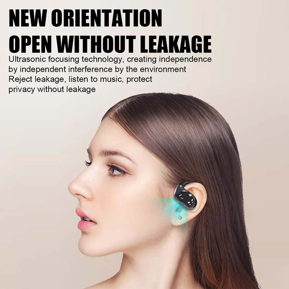 OWS Open Headphones Bluetooth 5.4 ANC Noise Cancelling Earphones LED Touch Screen HiFi Stereo Wireless Ear Hook Earbuds with Mic