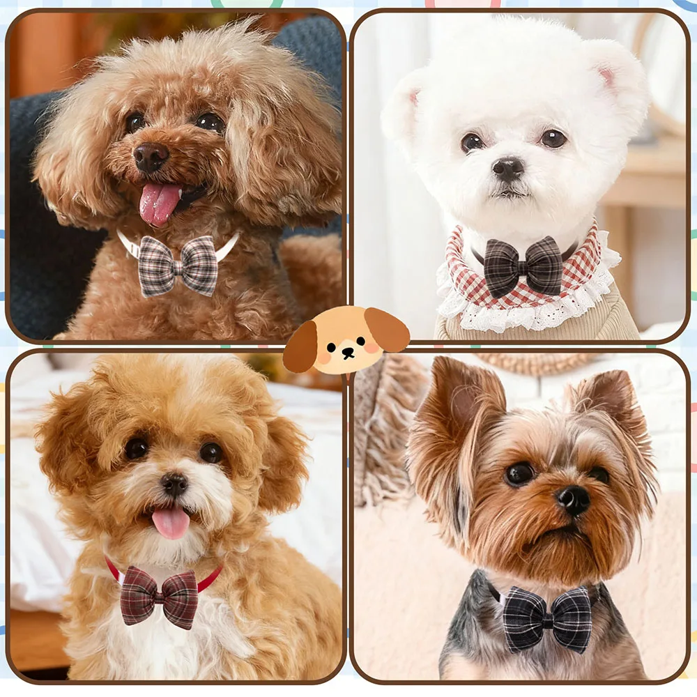 100/50PCS Plaid Dog Bowties Adjustable Pet Dog Bow Ties Collars Classical Puppy Neckties Fashion Pet Products For Dogs and Cats