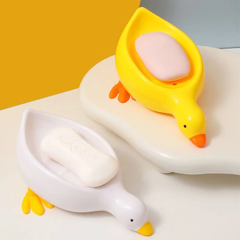 Soap Tray Self-draining Soap Rack Cute Duck-shaped Creative Rack for Shower Bathroom Kitchen Tub Sink Tray Bracket Bathroom