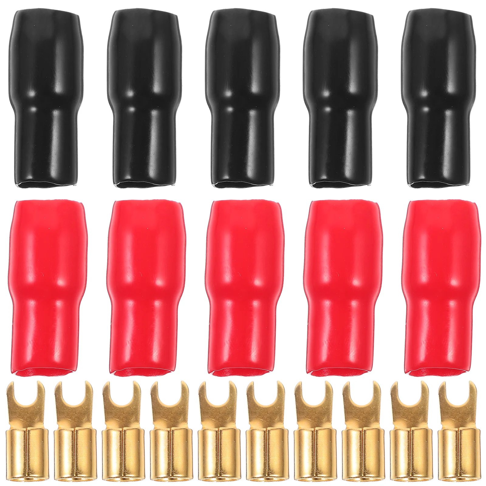 

5 Pairs Crimp Terminals Connectors High Quality Fork Terminal Spade Barrier Spades 4 Gauge Wire Gold Plated Anti Corrosion