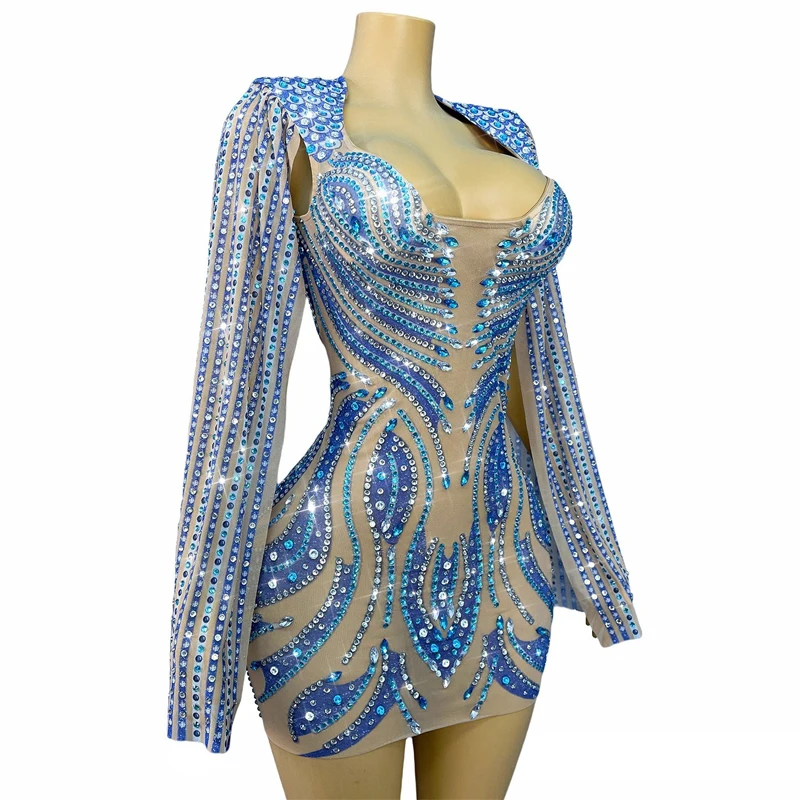 Sukienka z pełnymi dżetami na imprezę, do klubu nocnego, baru, dla DJ-a, do tańca jazzowego, strój dla piosenkarki, kostium sceniczny, XS10198