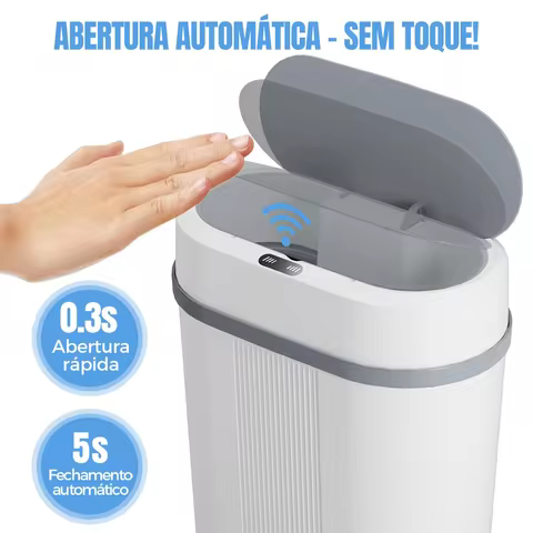 Lixeira inteligente de 12 litros com sensor automático, lixeira à prova d'água. Adequada para cozinhas e banheiros