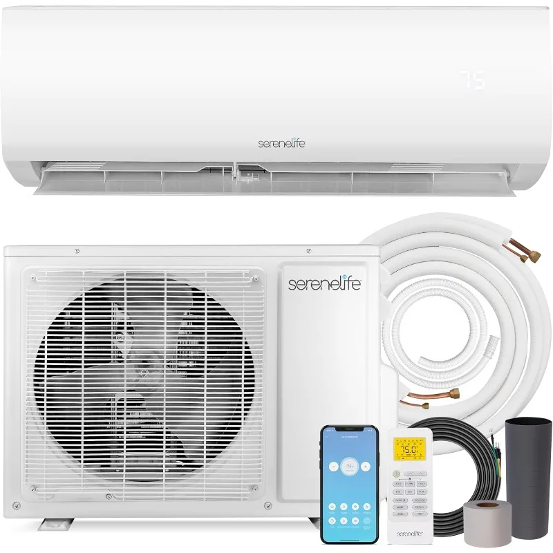 

12,000 BTU Mini Split AC & Heating System, 115V Indoor & Outdoor Wall-Mounted Units with WiFi, Installation Kit Inclu