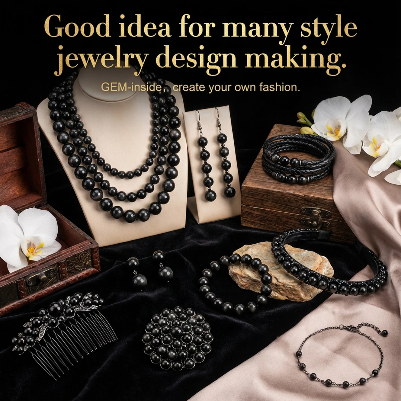 Natural Stone Rainbow Black Obsidian Round Loose Beads For Jewelry Making Strand 15\