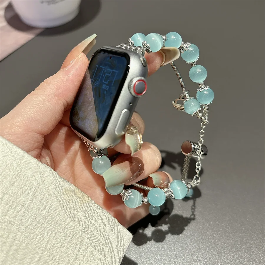 

Bohemian bead bracelet compatible with iWatch strap 38mm 40mm 41mm 42mm 44mm 45mm 49mm for women, fashionable handmade elastic s