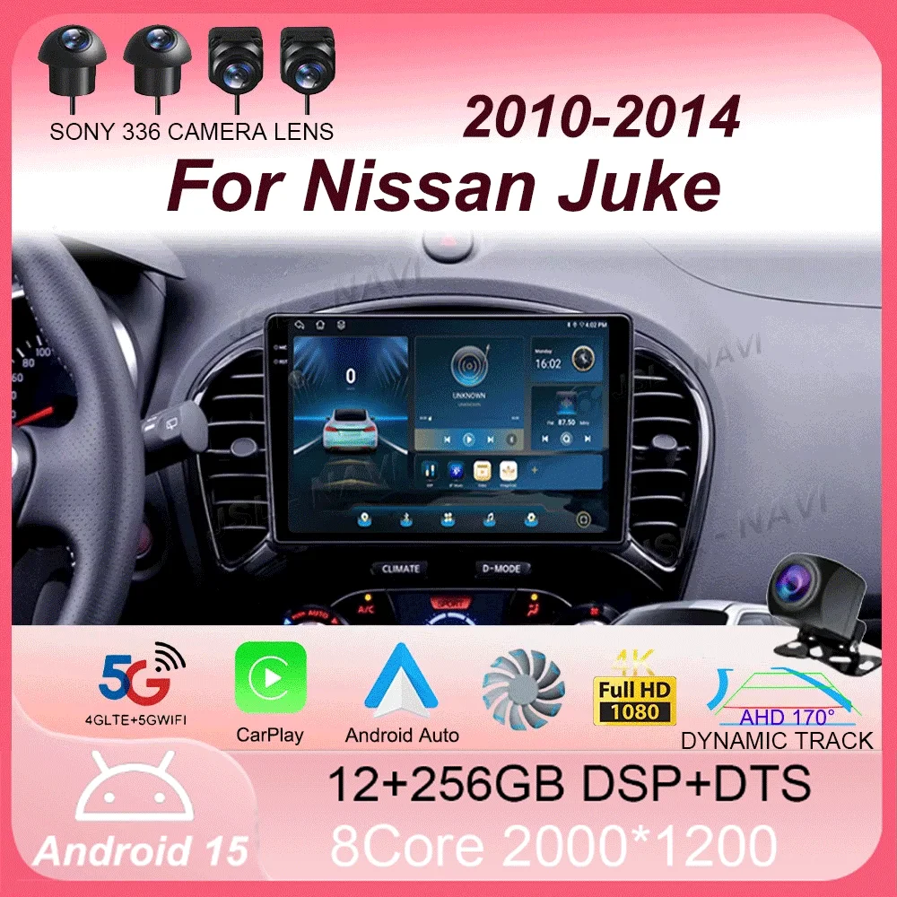 

For Nissan Juke 2010 - 2014 Carplay Auto 4G+WIFI GPS Android 15 Car Radio Navigation Multimedia Video Player Stereo BT