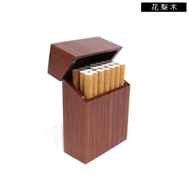 Portable Wood Cigarette Case Magnet Adsorption Slim Wooden Cigar Storage Box Solid Wood Cigarette Holder Smoker Men Dad Gift