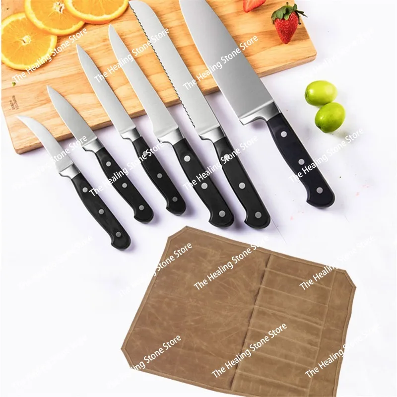 Canvas Knife Storage Bag Chef, Picnic Camping BBQ Kitchen Portable Storage Bag