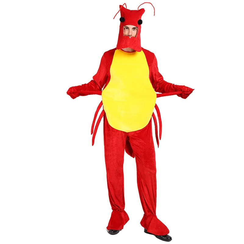 Funny Adult Lobster Cosplay Halloween Costumes Men Unisex Restaurant Events Lobster Role Cosplay Jumpsuit Stage Performance