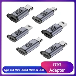 Aluminum Mini USB Type C Adapter Micro USB USB-C OTG Data Transfer Charging Converter for Camera Phone Tablet Notebook U Disk