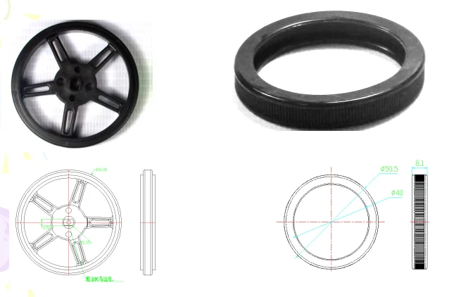 Caja de engranajes de Motor de CC de 20 piezas con cable de Motor y rueda de neumático de plástico para bricolaje