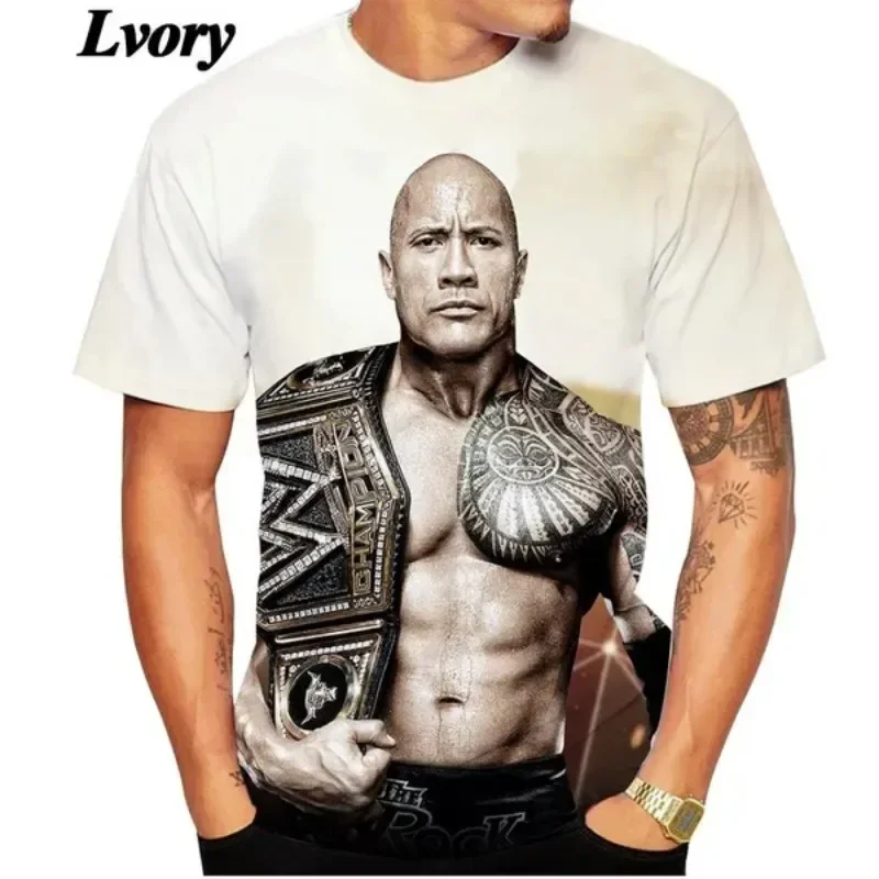 Dwayne Johnson 3D Print T-shirt Men's Unisex Casual Oversized T Shirt Personality Harajuku Street Round Neck Short-sleeved Tops