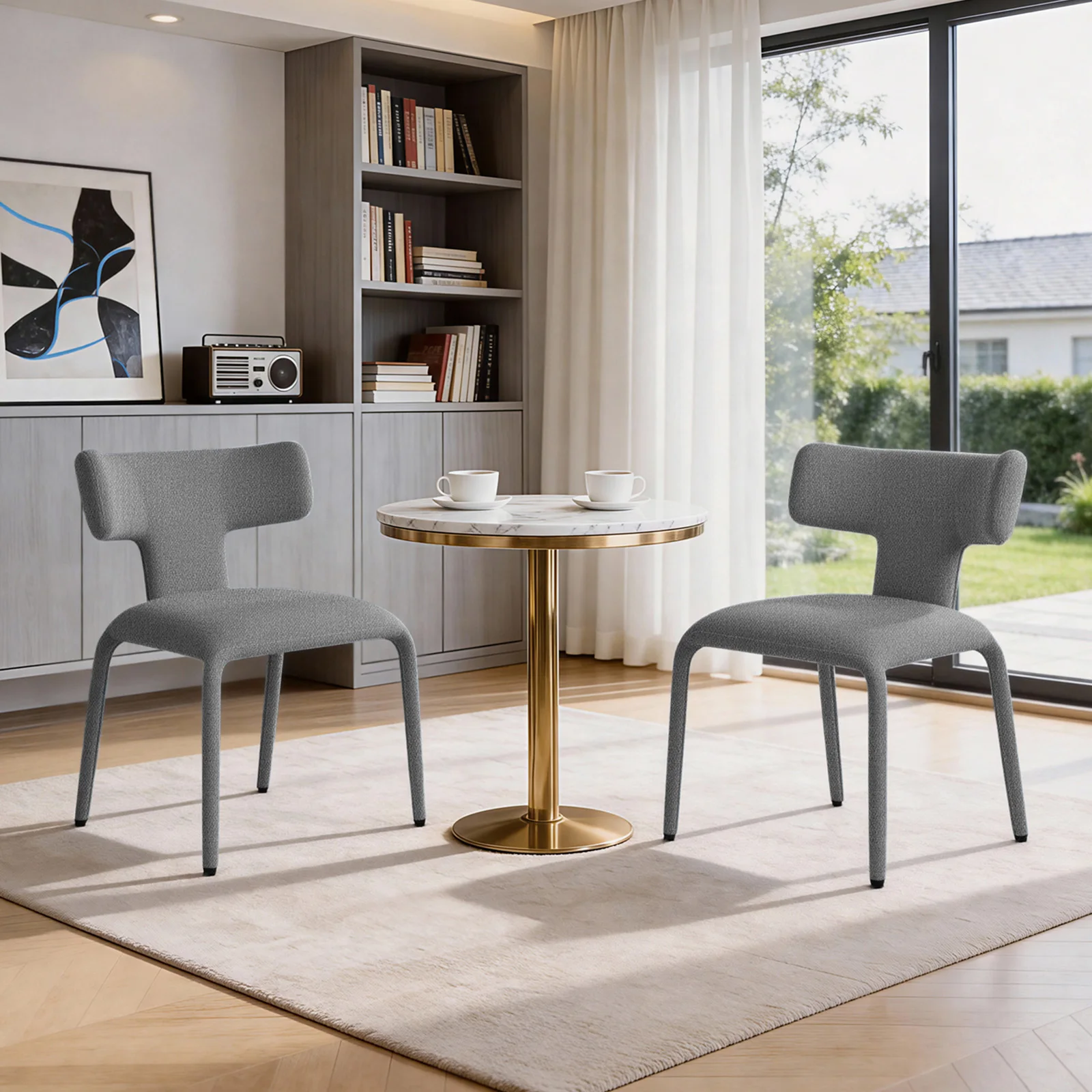 WOLTU 2 Stück/Set ergonomische Esszimmerstühle, Kunstleder/Leinen, Küchenstühle, Metallrahmen, Rückenlehne für Wohnzimmer, Schlafzimmer, Restaurant – Detail 20