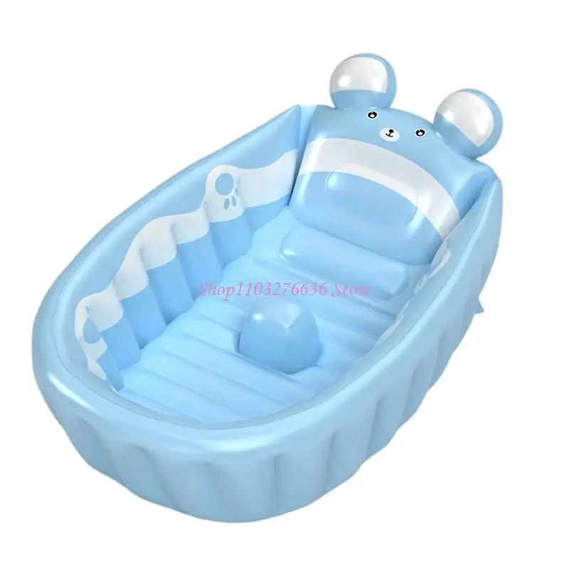 R6FD Faltbare Badewanne, Babybadewanne, Cartoon-Tiermuster, aufblasbare Badewanne für Kinder, zum Aufblasen, empfohlen für 0–6 – Detail 8