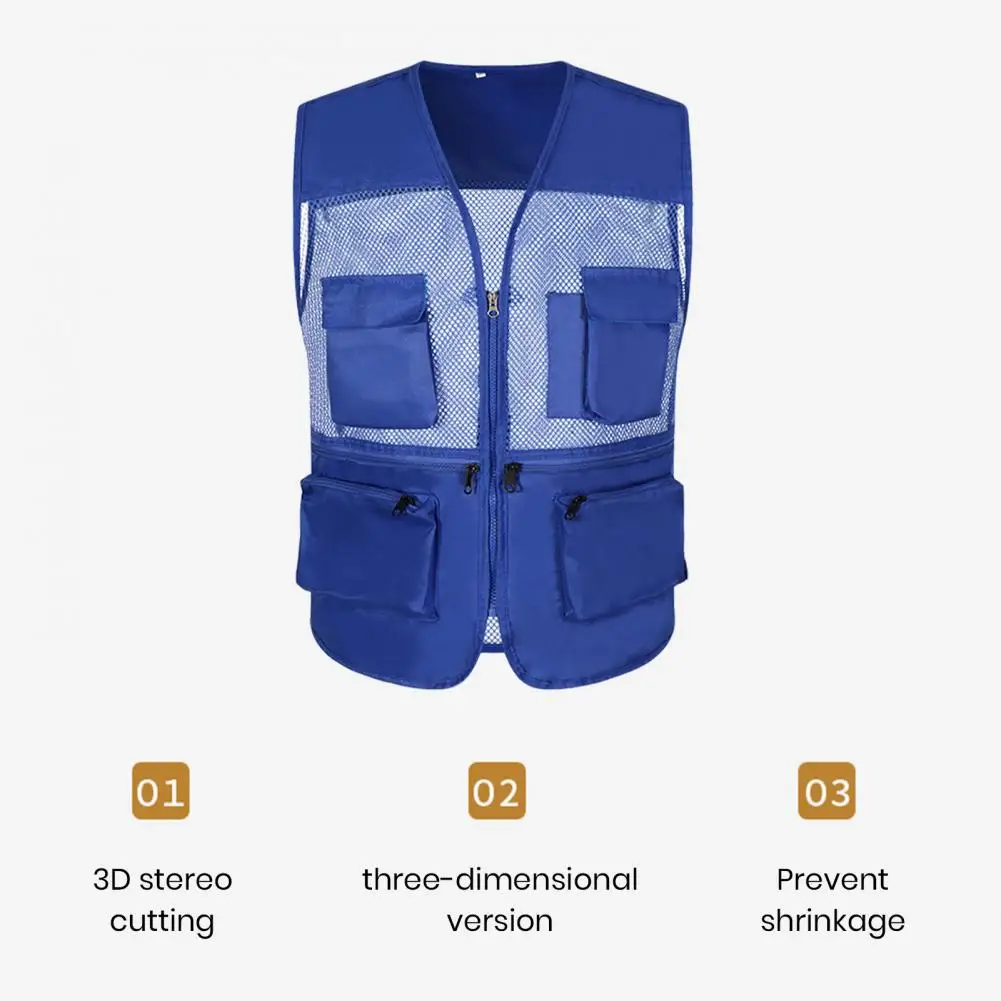 

Men's Outdoor Fishnet Sleeveless Mesh Waistcoat Hollow Out Multi Pockets Photography Vest Breath Casual Comfort Workwear Coat