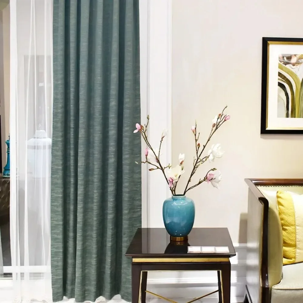

Chinese Style Chinese Style Solid Color Net Color Living Room Bedroom Curtains Curtains Peacock Green