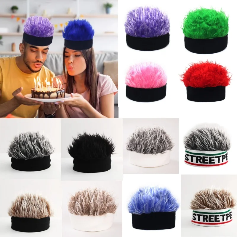 مرحلة الأداء الإبداعية شعر مستعار قبعة مسنبل شعر مستعار ريترو قبعة صغيرة محبوكة الهيب هوب قبعة الشارع مضحك قبعات الشعر القصير قطعة جديدة #1