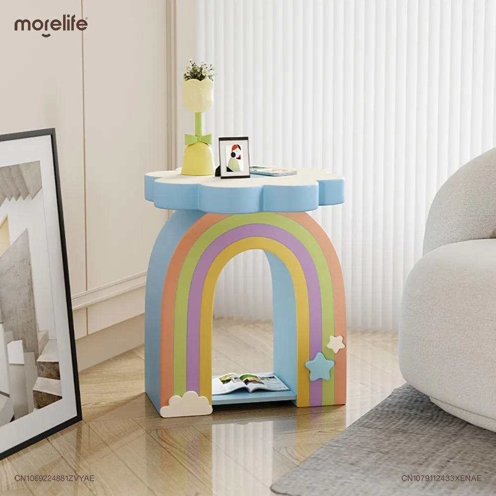 

Nordic Coffee Tables Home Decor Cartoon Rainbow Flower Shaped Cute Modern Bedside Table Geometric Living Room Furniture K01