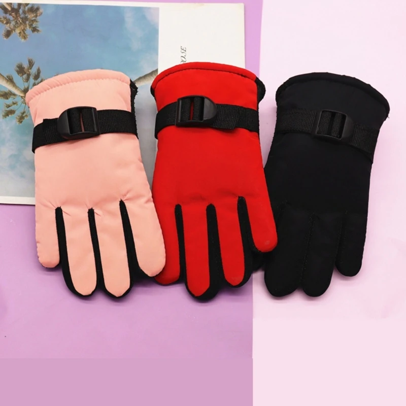 Gants imperméables pour enfants, gants thermiques d'extérieur, doigt complet, mitaines neige d'hiver pour garçons filles 3