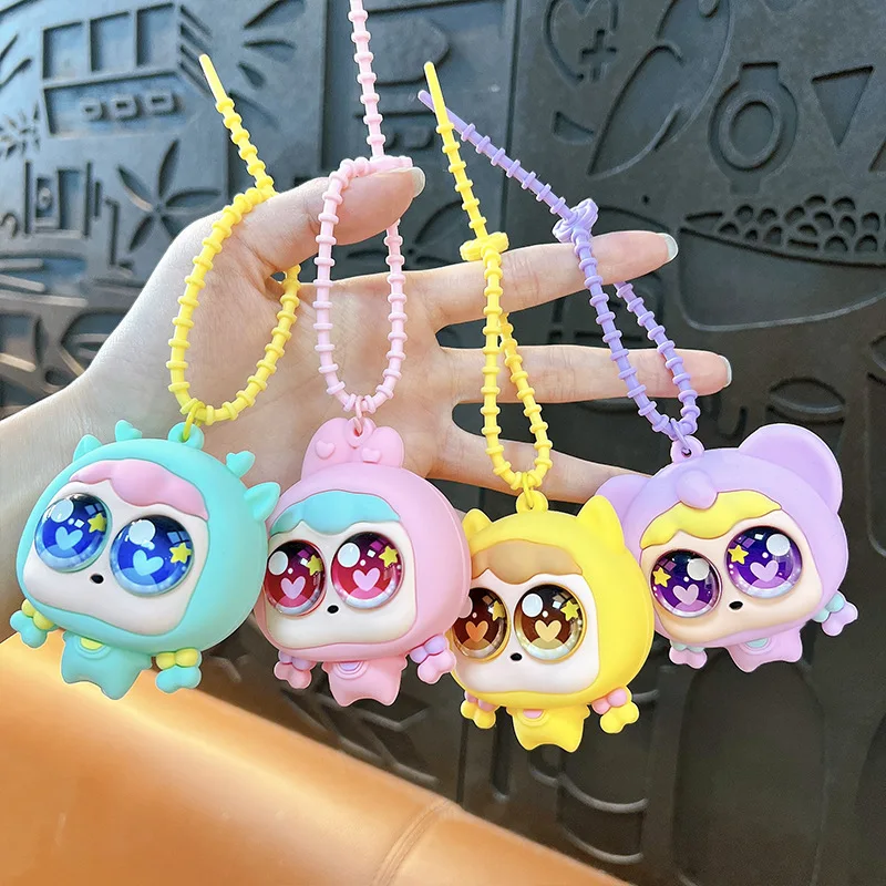 Porte-clés Pop-Up pour fille, mignon, yeux à presser, pincement, pendentif, dessin animé, amusant, soulagement du Stress, jouet pour étudiant, pendentif pour sac à dos