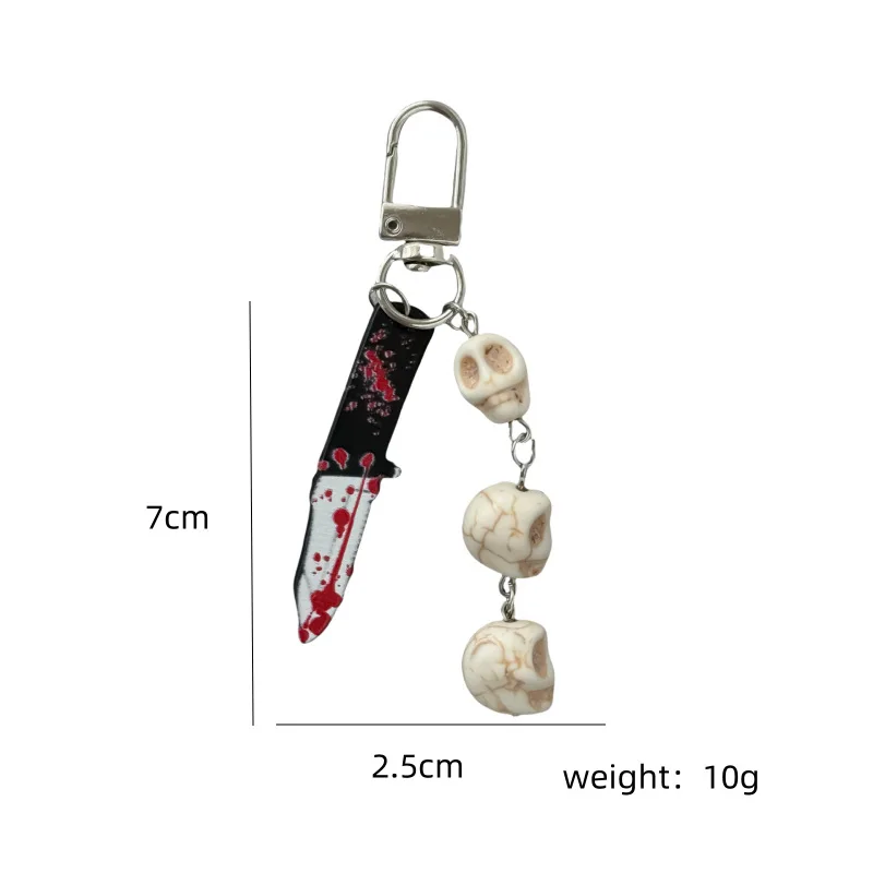 هالوين الظلام نمط سكين دموي الجمجمة قلادة المفاتيح رئيس العظام سلسلة الهاتف الحبل حقيبة الشنق زخرفة شخصية الطرف