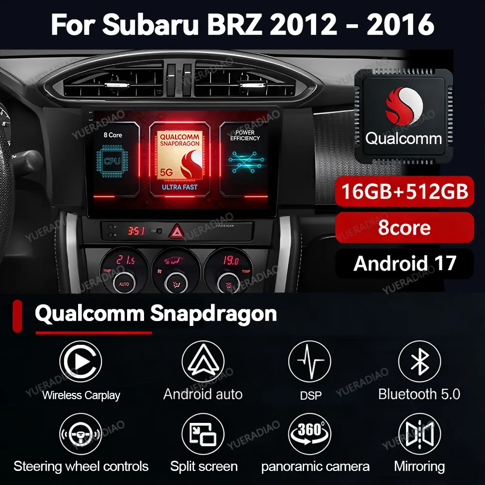 Android 17 Car Radio For Subaru BRZ Scion FRS Toyota GT86 GT 86 2012 - 2016 Multimedia Video Player Head Unit QLED 4G WIFI 2DIN