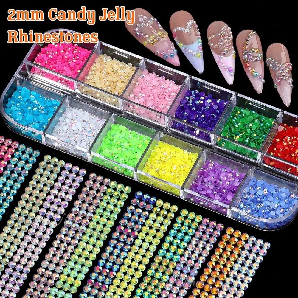 

Hot Selling 20000pcs 2mm Sparkling Crystal Nail Rhinestones Pearls Kit Multicolor Transparent Jelly AB Mermaid Gems with Pick Up Pen and Tweezers for Manicure Salon & DIY Craft Designs  Best Seller 