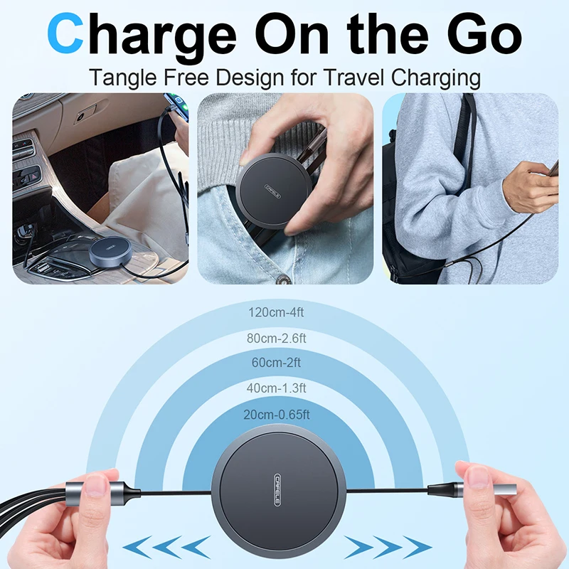 CAFELE intrekbare usb c-kabel voor iphone 13 14 12 11  5a 27w 3 in 1 type c micro-snellaadsnoer voor xiaomi