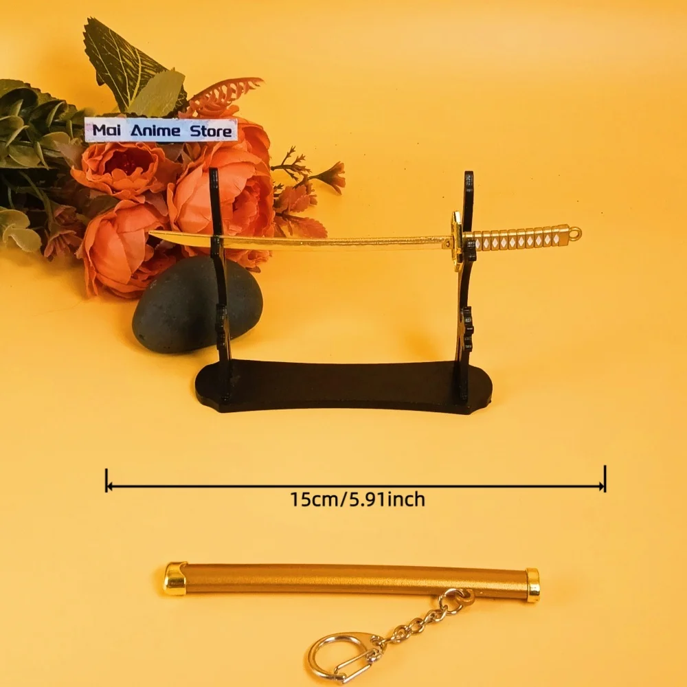 6-calowa metalowa katana Roronoa Zoro, katana japońska w naturalnej wielkości, sztuczny miecz, stalowa oryginalna samurajska katana Zoro, nieszlifowany nóż ninja, zabawka, prezent