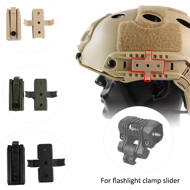BOOIU Tactical Helmet Rail Slider Multifunctional Helmet Adapter Airsoft Helmet Rail Slider Flashlight Clip Mount Accessories