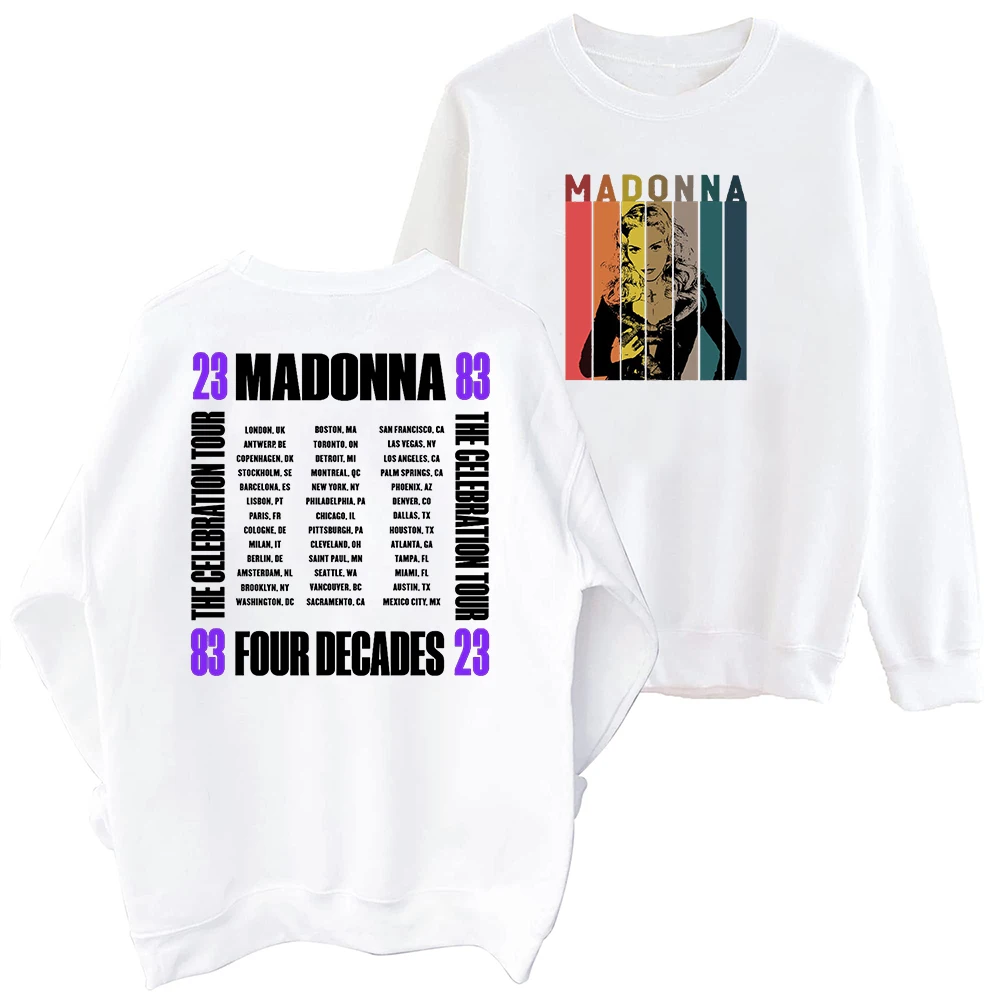 Madonna The Celebration Tour 2024 Sweatshirt Oversized Harajuku Round Neck Long Sleeve Sweatshirts Music Tour Fans