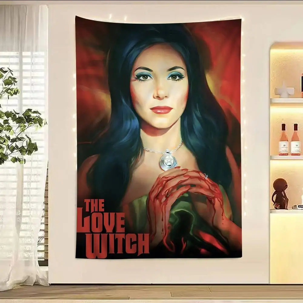 The Love Witch Movie Sticky Anime Tapestry Hippie Flower Wall Carpets Dorm Decor Cheap Hippie Wall Hanging