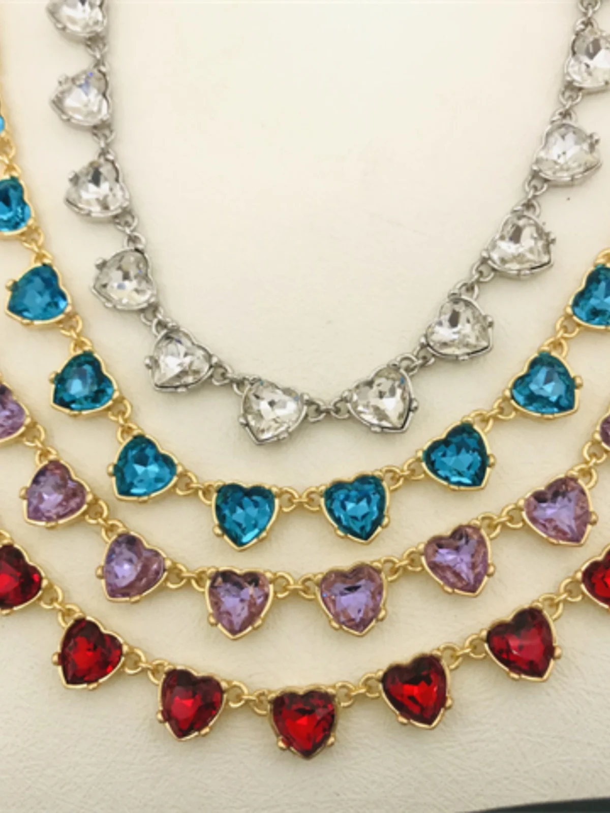 European and American Rhinestone Heart Trendy Trendy Special-Interest Design High-Grade Necklace Earrings