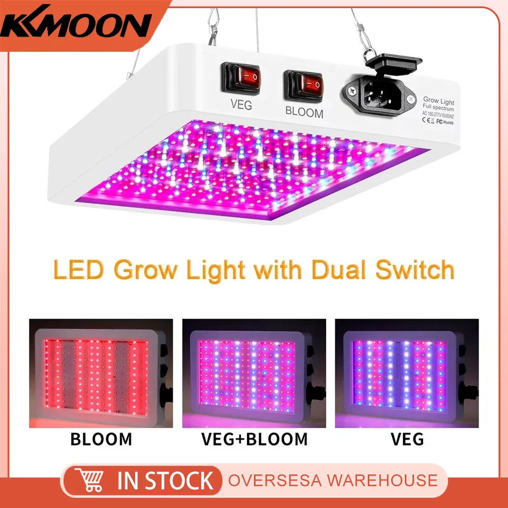 2000W LED Grow Light for Indoor Plants 312 LEDs Full Spectrum Veg and Bloom Dual Switch IP65 Waterproof Hanging Plant Growing