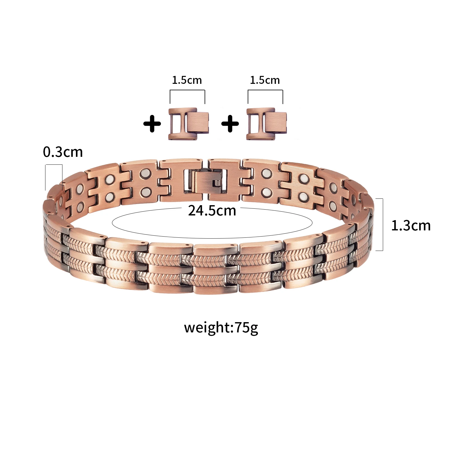 Wollet 99.9% Pure Copper Anklet for Men Women Magnetic Bracelet Adjustable Magnetic Ankle for Valentine's Day Gift